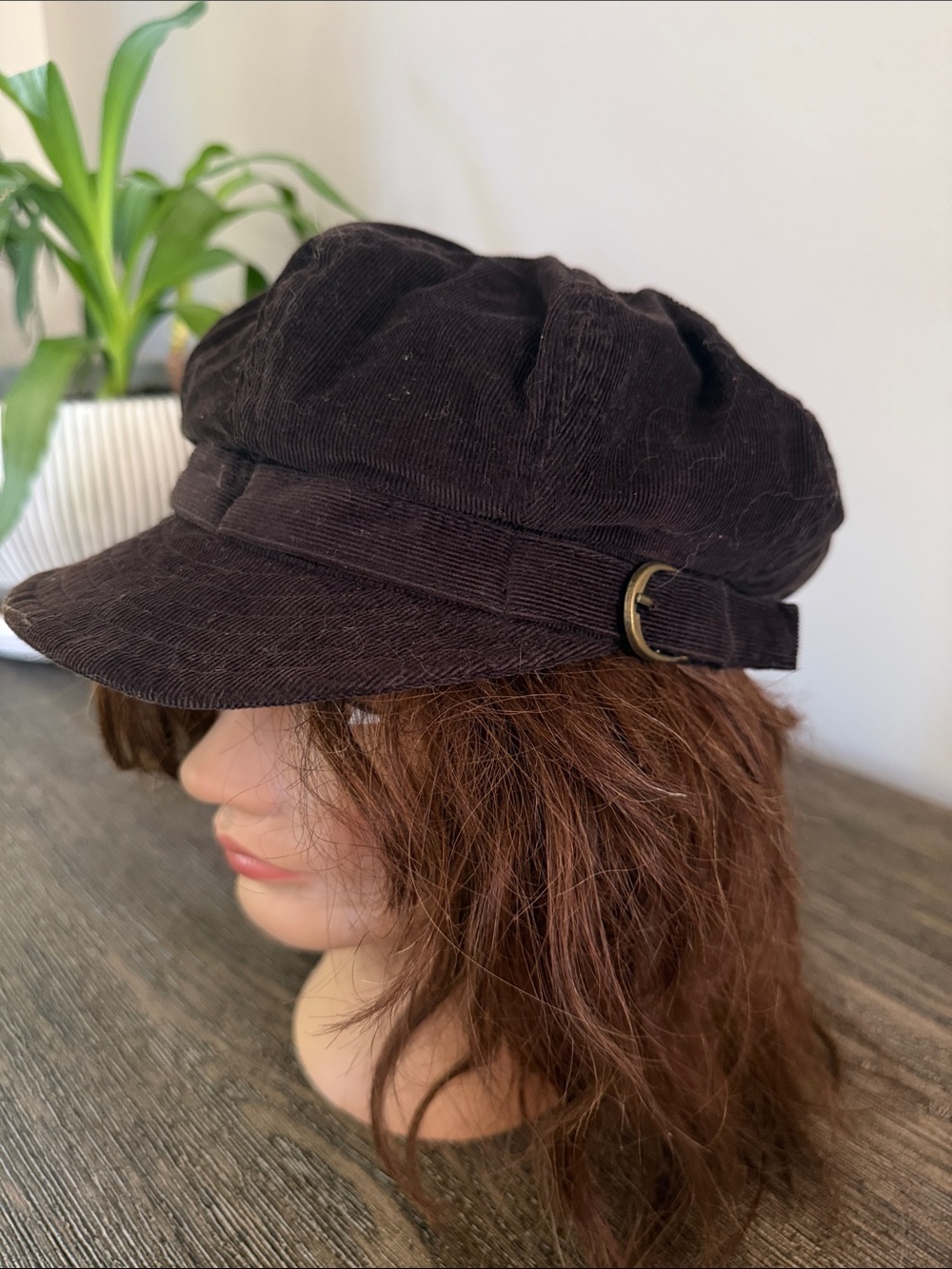 Women’s Black Corduroy Baker Boy Cap